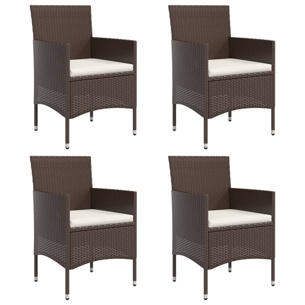 vidaXL Σετ Τραπεζαρίας Κήπου 5 Τεμαχίων Καφέ & Μαύρο με Μαξιλάρια