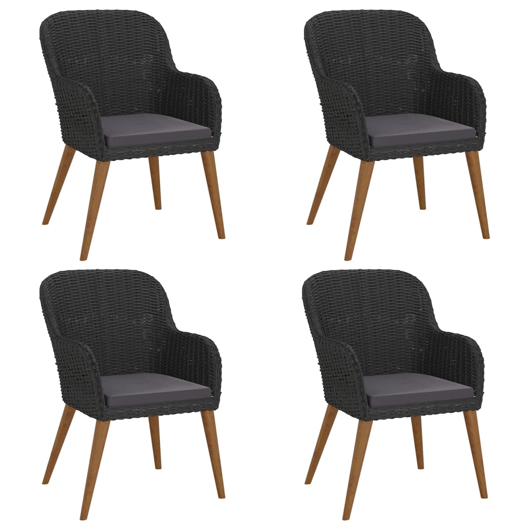 vidaXL Σετ Τραπεζαρίας Κήπου 5 Τεμαχίων Μαύρο με Μαξιλάρια