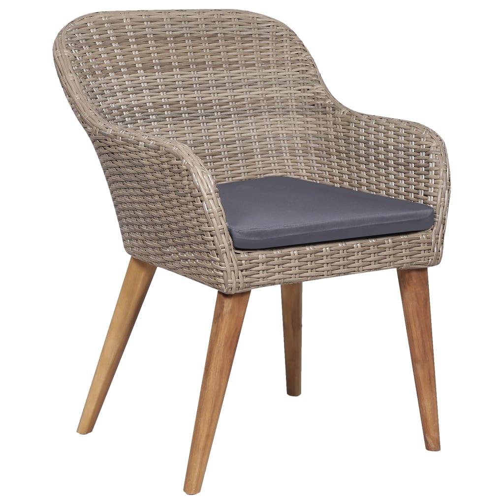 vidaXL Σετ Τραπεζαρίας Κήπου 5 Τεμαχίων Καφέ με Μαξιλάρια