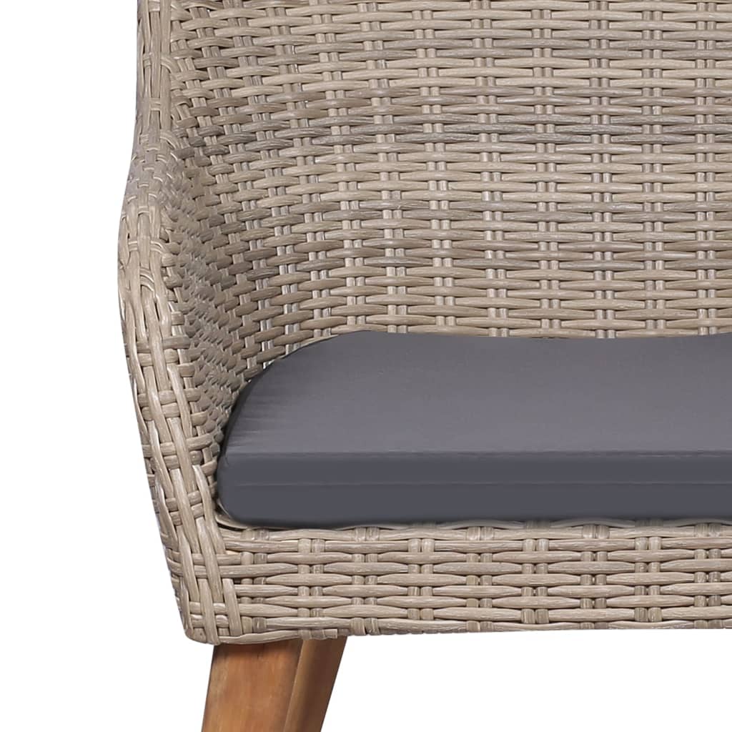 vidaXL Σετ Τραπεζαρίας Κήπου 5 Τεμαχίων Καφέ με Μαξιλάρια