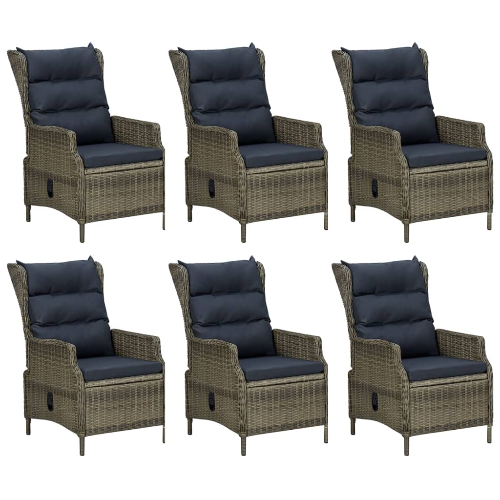 vidaXL Σετ Τραπεζαρίας Κήπου 7 Τεμαχίων Καφέ από Συνθετικό Ρατάν