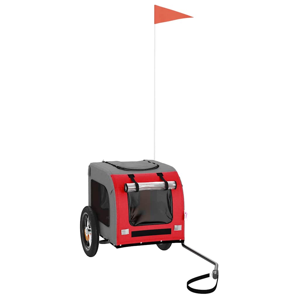 vidaXL Τρέιλερ Ποδηλάτου Κατοικίδιων Κόκκινο/Γκρι Ύφασμα Oxford/Σίδηρο