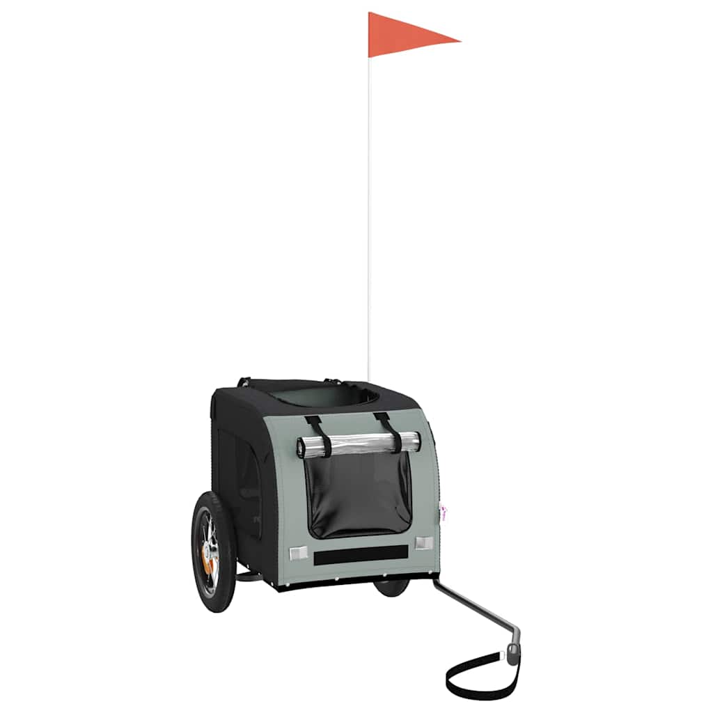 vidaXL Τρέιλερ Ποδηλάτου Κατοικίδιων Γκρι/Μαύρο Ύφασμα Oxford/Σίδηρος