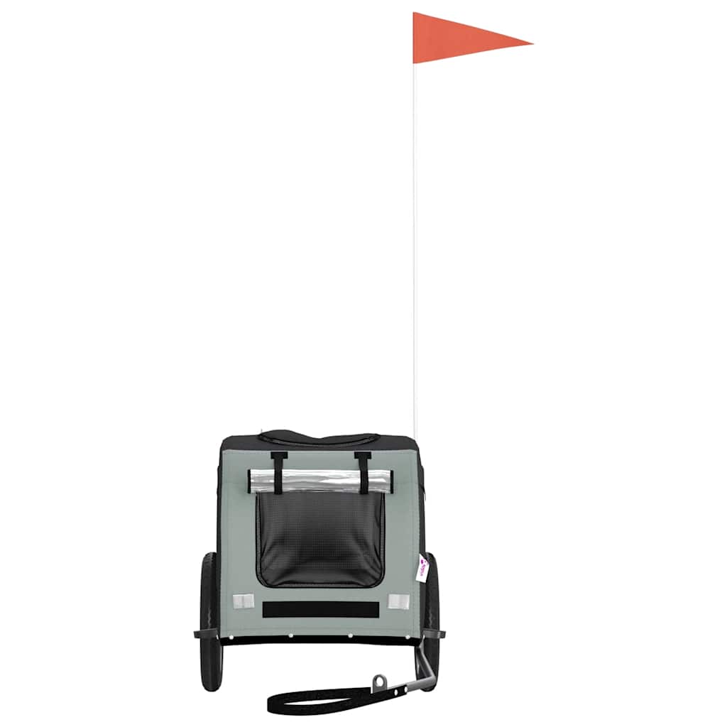 vidaXL Τρέιλερ Ποδηλάτου Κατοικίδιων Γκρι/Μαύρο Ύφασμα Oxford/Σίδηρος