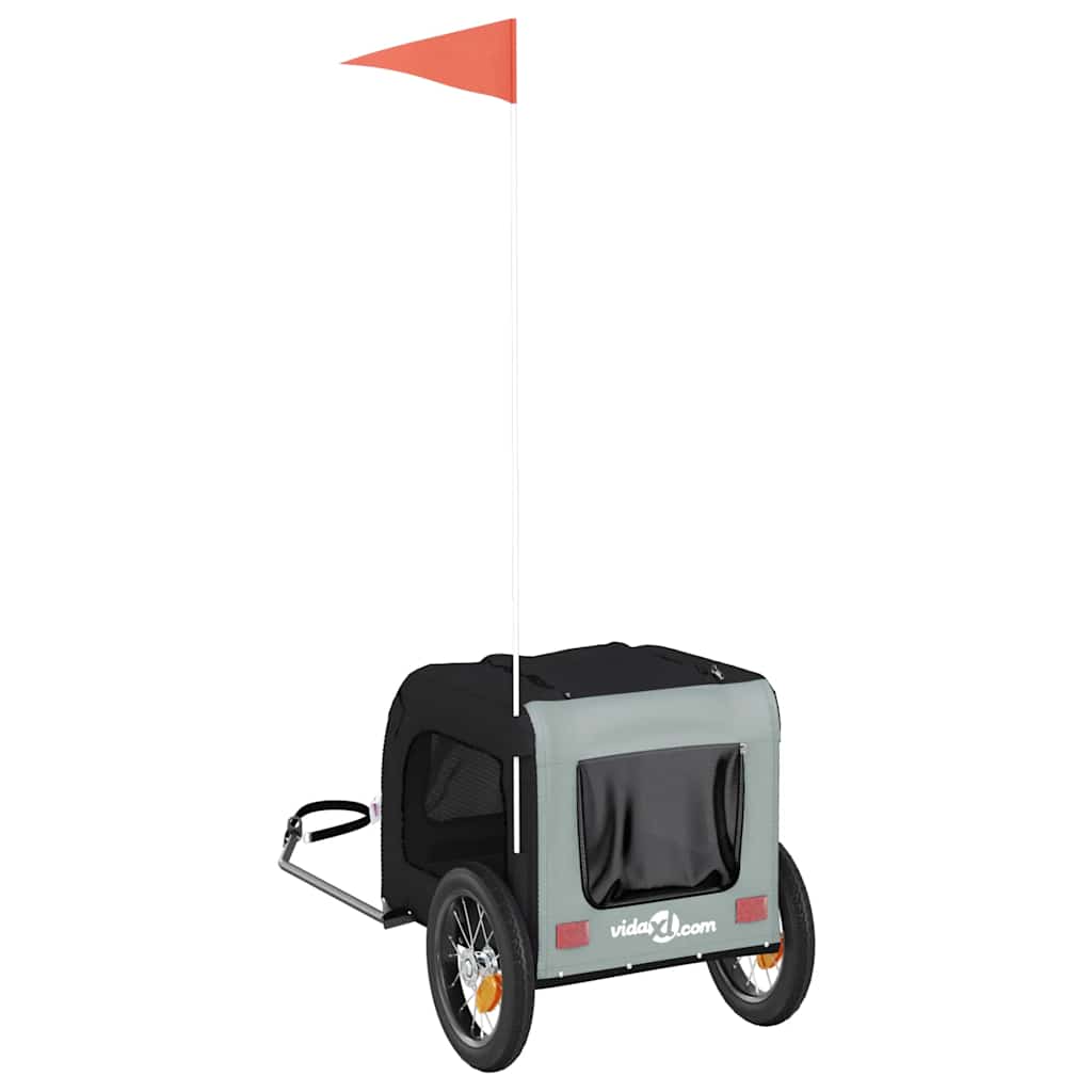 vidaXL Τρέιλερ Ποδηλάτου Κατοικίδιων Γκρι/Μαύρο Ύφασμα Oxford/Σίδηρος