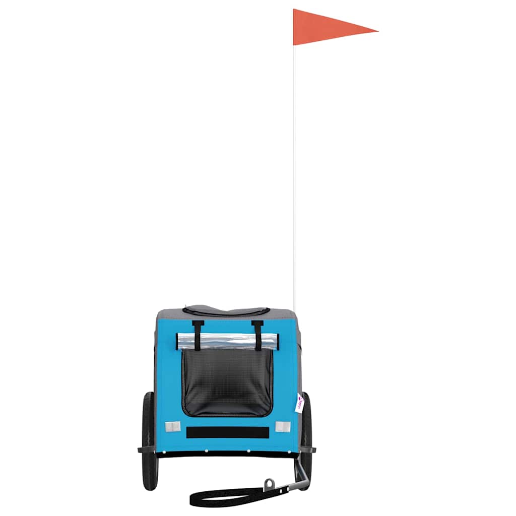 vidaXL Τρέιλερ Ποδηλάτου Κατοικίδιων Μπλε/Γκρι Ύφασμα Oxford/Σίδηρος