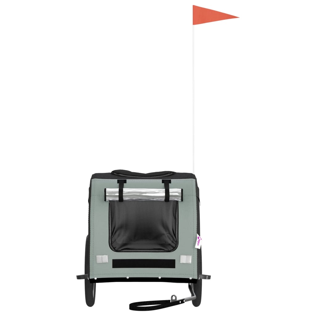 vidaXL Τρέιλερ Ποδηλάτου Κατοικίδιων Μαύρο/Γκρι Ύφασμα Oxford/Σίδηρος