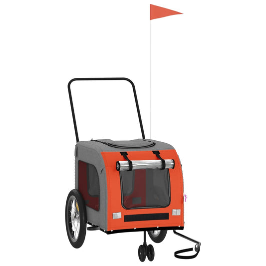 vidaXL Τρέιλερ Ποδηλάτου Κατοικίδιων Πορτοκαλί/Γκρι Oxford/Σίδηρος