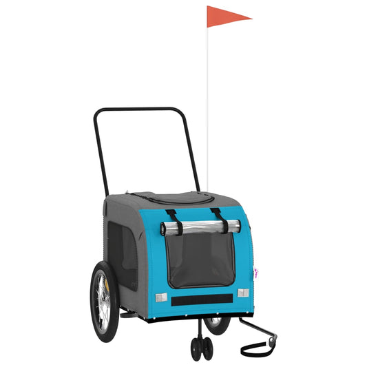 vidaXL Τρέιλερ Ποδηλάτου Κατοικίδιων Μπλε/Γκρι Ύφασμα Oxford/Σίδηρος