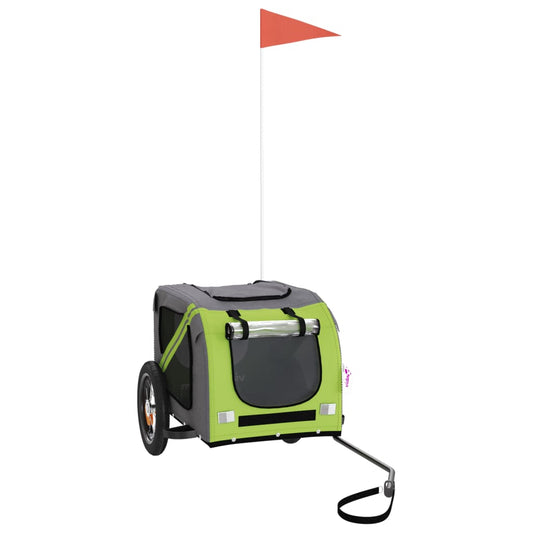 vidaXL Τρέιλερ Ποδηλάτου Κατοικίδιων Πράσινο/Γκρι Ύφασμα Oxford/Σίδηρο