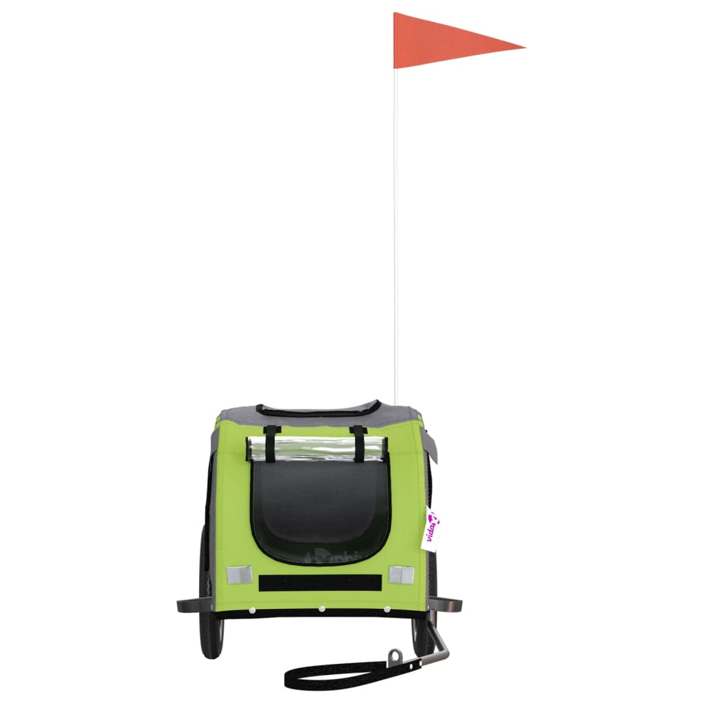 vidaXL Τρέιλερ Ποδηλάτου Κατοικίδιων Πράσινο/Γκρι Ύφασμα Oxford/Σίδηρο