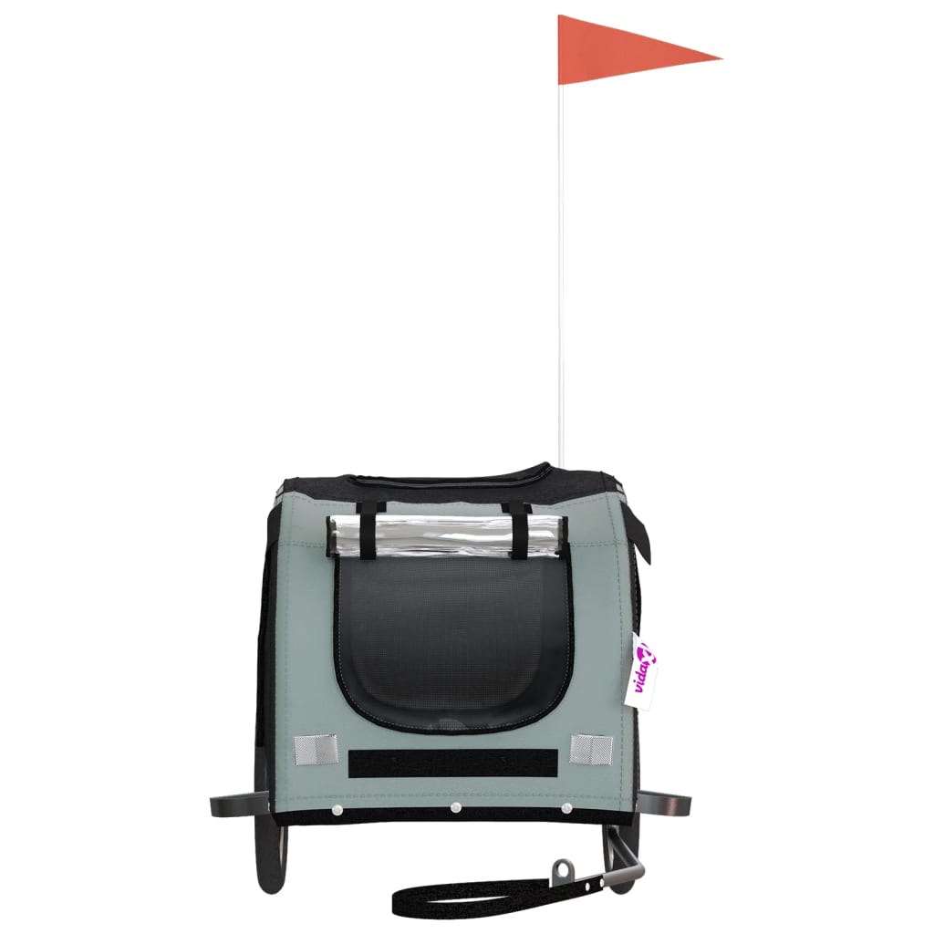 vidaXL Τρέιλερ Ποδηλάτου Κατοικίδιων Μαύρο/Γκρι Ύφασμα Oxford/Σίδηρος