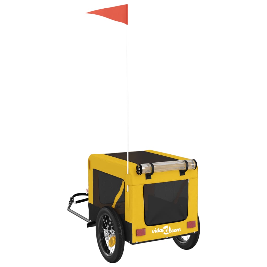 vidaXL Τρέιλερ Ποδηλάτου Κατοικίδιων Κίτρινο/ΜαύροOxford/Σίδηρο