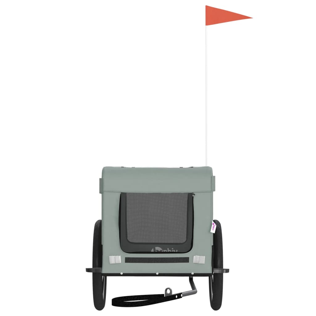 vidaXL Τρέιλερ Ποδηλάτου Κατοικίδιων Γκρι/Μαύρο Ύφασμα Oxford/Σίδηρος