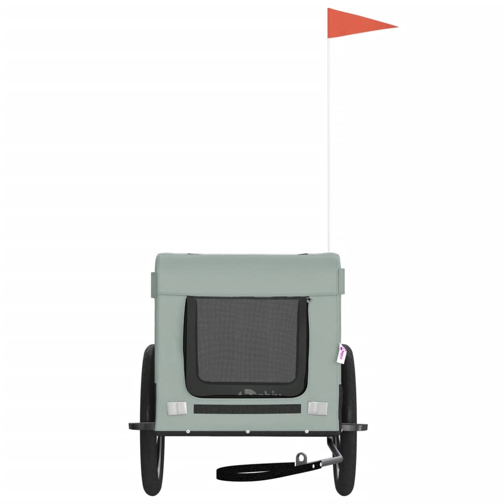 vidaXL Τρέιλερ Ποδηλάτου Κατοικίδιων Γκρι/Μαύρο Ύφασμα Oxford/Σίδηρος