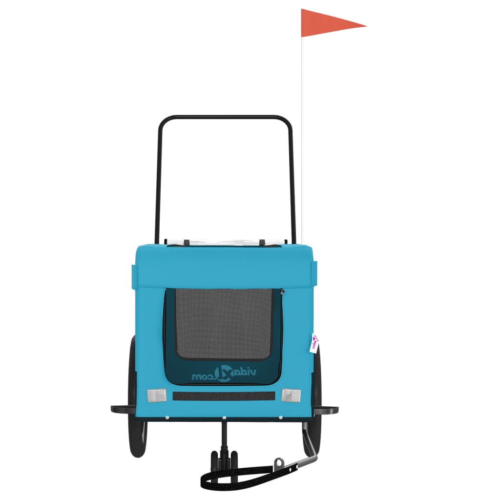 vidaXL Τρέιλερ Ποδηλάτου Κατοικίδιων Μπλε/Μαύρο Ύφασμα Oxford/Σίδηρος