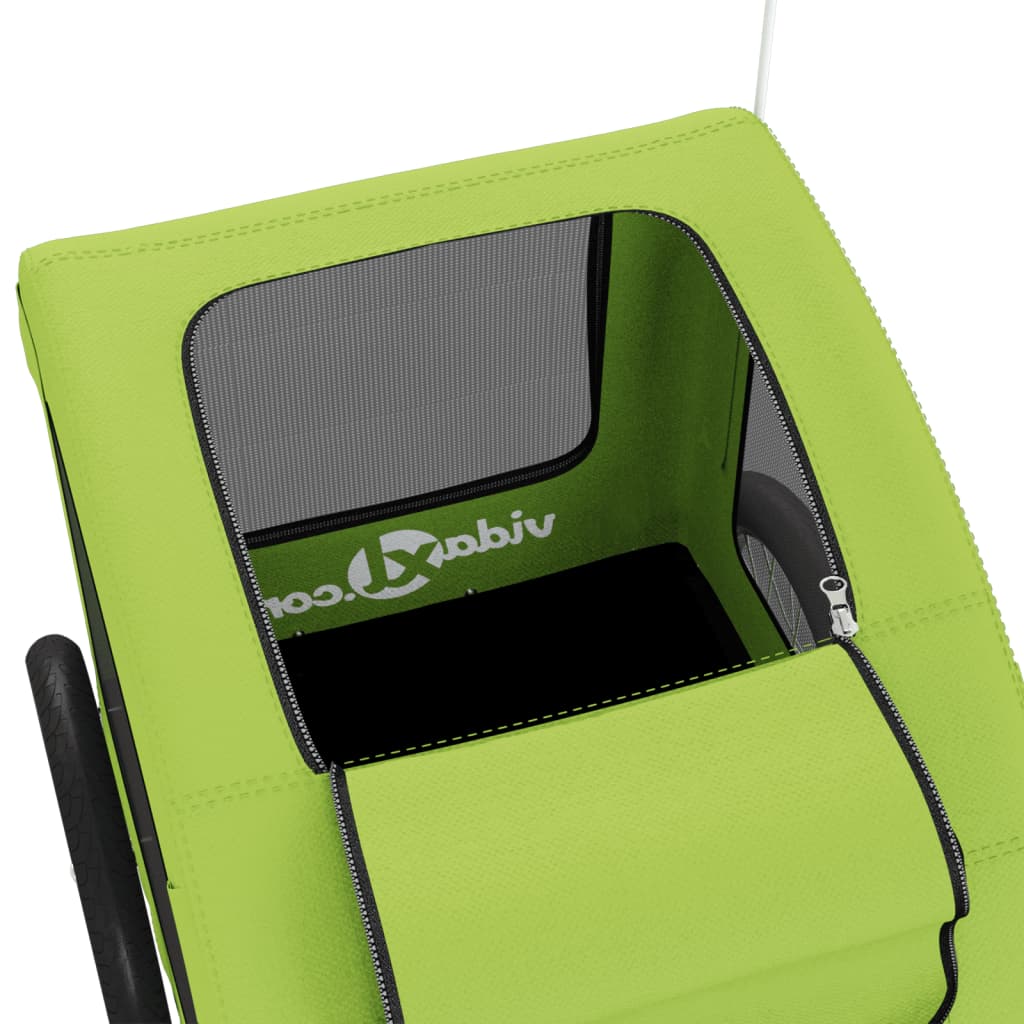 vidaXL Τρέιλερ Ποδηλάτου Κατοικίδιων Πράσινο Ύφασμα Oxford/Σίδηρο