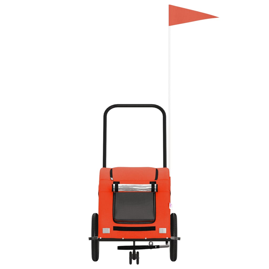 vidaXL Τρέιλερ Ποδηλάτου Κατοικίδιων Πορτοκαλί/Γκρι Oxford/Σίδηρος