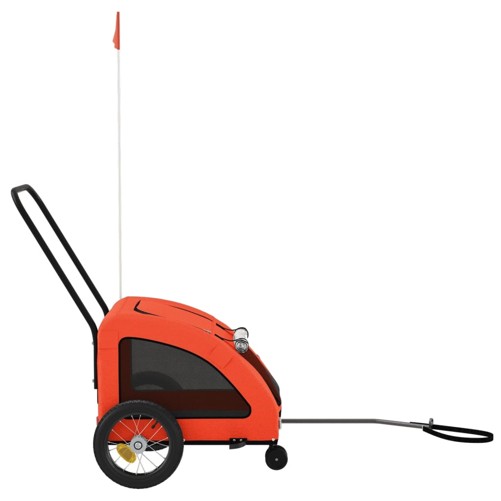 vidaXL Τρέιλερ Ποδηλάτου Κατοικίδιων Πορτοκαλί/Γκρι Oxford/Σίδηρος