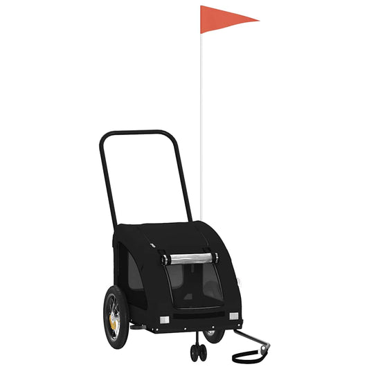 vidaXL Τρέιλερ Ποδηλάτου Κατοικίδιων Μαύρο Ύφασμα Oxford/Σίδηρος