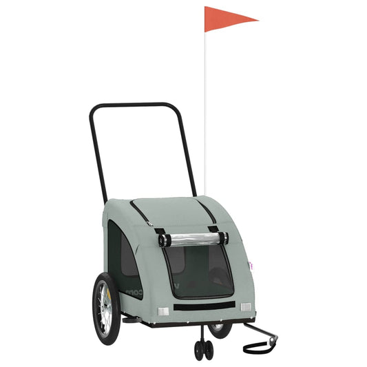 vidaXL Τρέιλερ Ποδηλάτου Κατοικίδιων Γκρι Ύφασμα Oxford/Σίδηρος