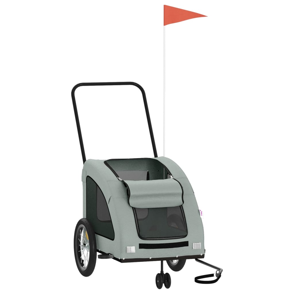 vidaXL Τρέιλερ Ποδηλάτου Κατοικίδιων Γκρι Ύφασμα Oxford/Σίδηρος