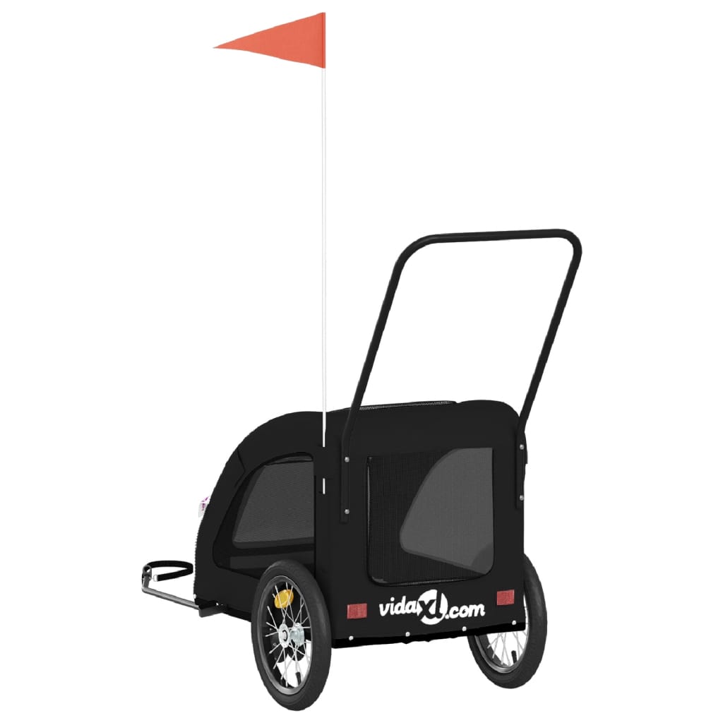 vidaXL Τρέιλερ Ποδηλάτου Κατοικίδιων Μαύρο Ύφασμα Oxford/Σίδηρος