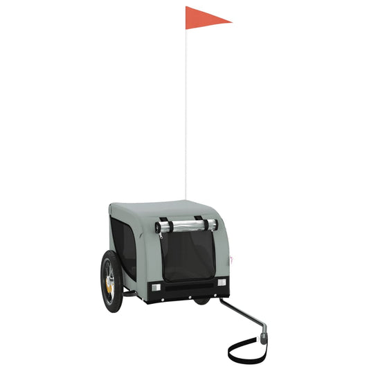 vidaXL Τρέιλερ Ποδηλάτου Κατοικίδιων Γκρι/Μαύρο Ύφασμα Oxford/Σίδηρος