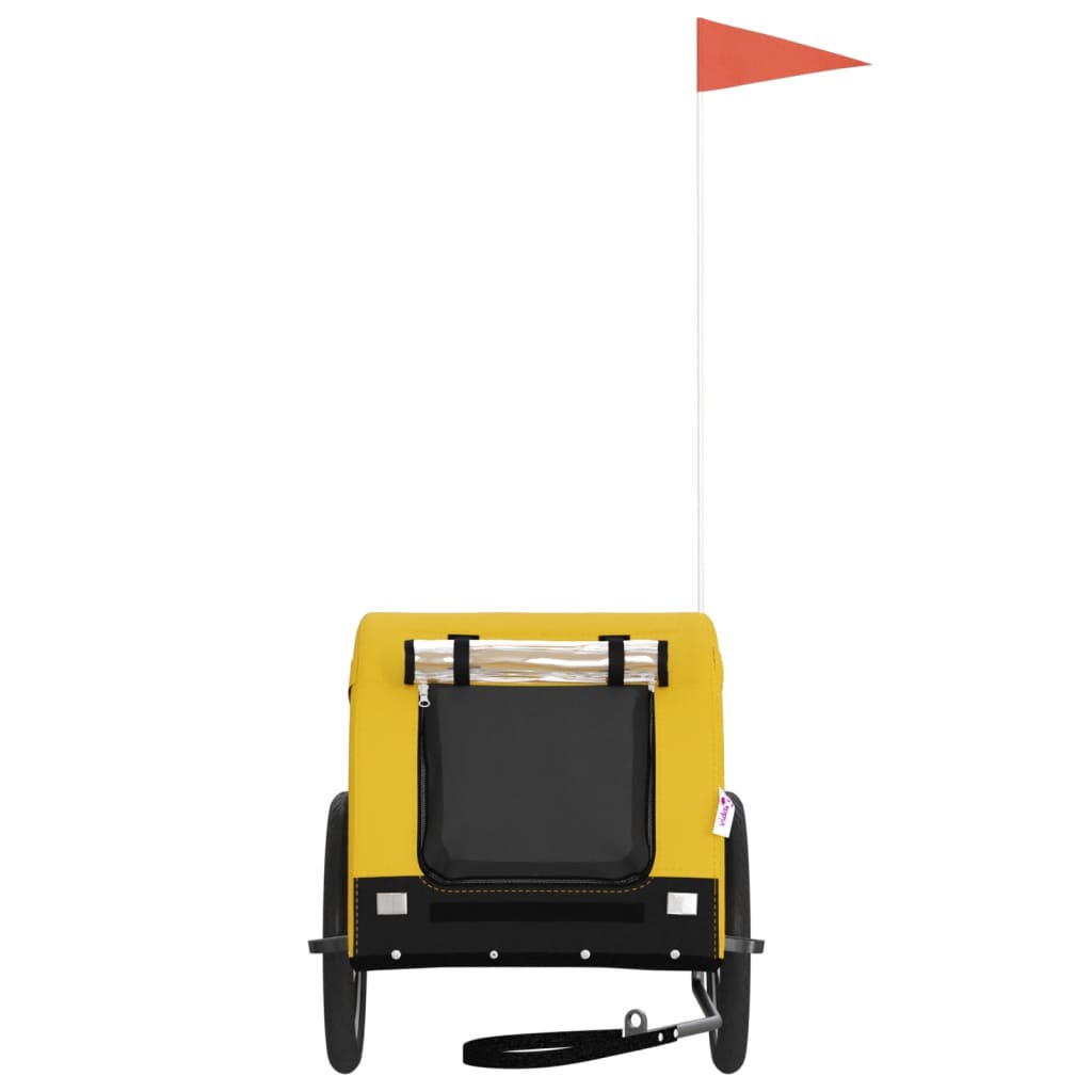 vidaXL Τρέιλερ Ποδηλάτου Κατοικίδιων Κίτρινο/ΜαύροOxford/Σίδηρο