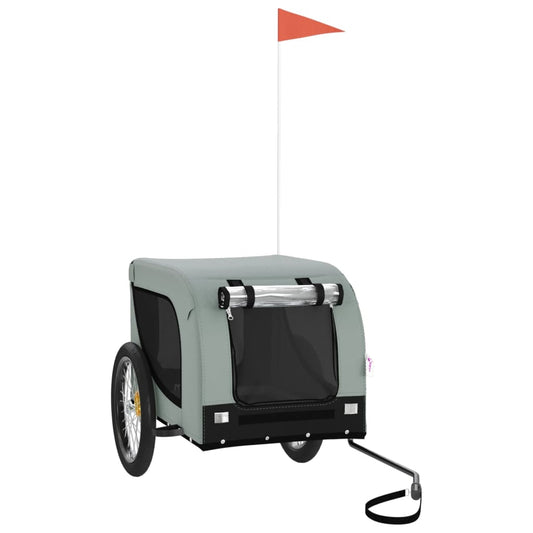 vidaXL Τρέιλερ Ποδηλάτου Κατοικίδιων Γκρι/Μαύρο Ύφασμα Oxford/Σίδηρος