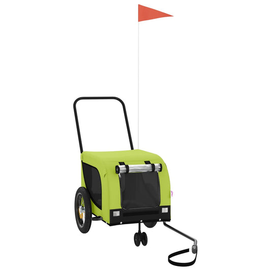 vidaXL Τρέιλερ Ποδηλάτου Κατοικίδιων Πράσινο/Μαύρο Oxford/Σίδηρος