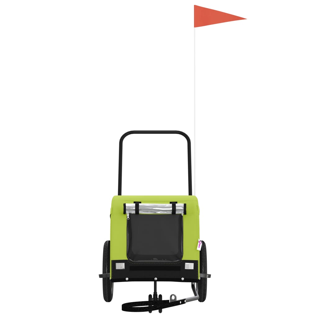 vidaXL Τρέιλερ Ποδηλάτου Κατοικίδιων Πράσινο/Μαύρο Oxford/Σίδηρος