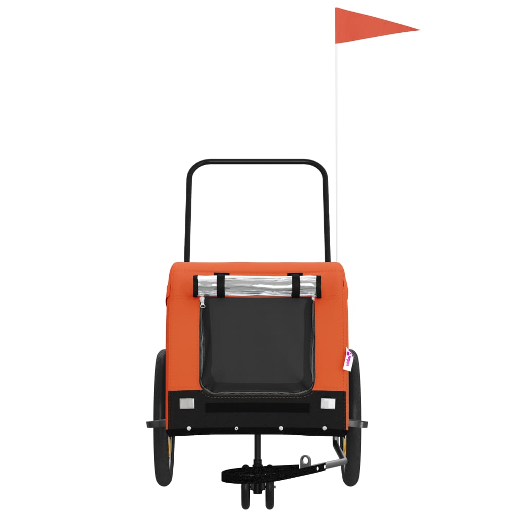 vidaXL Τρέιλερ Ποδηλάτου Κατοικίδιων Πορτοκαλί/Μαύρο Oxford/Σίδηρος