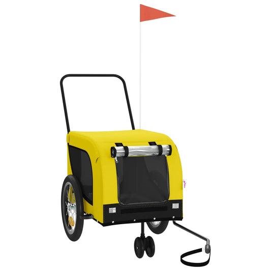 vidaXL Τρέιλερ Ποδηλάτου Κατοικίδιων Κίτρινο/ΜαύροOxford/Σίδηρο