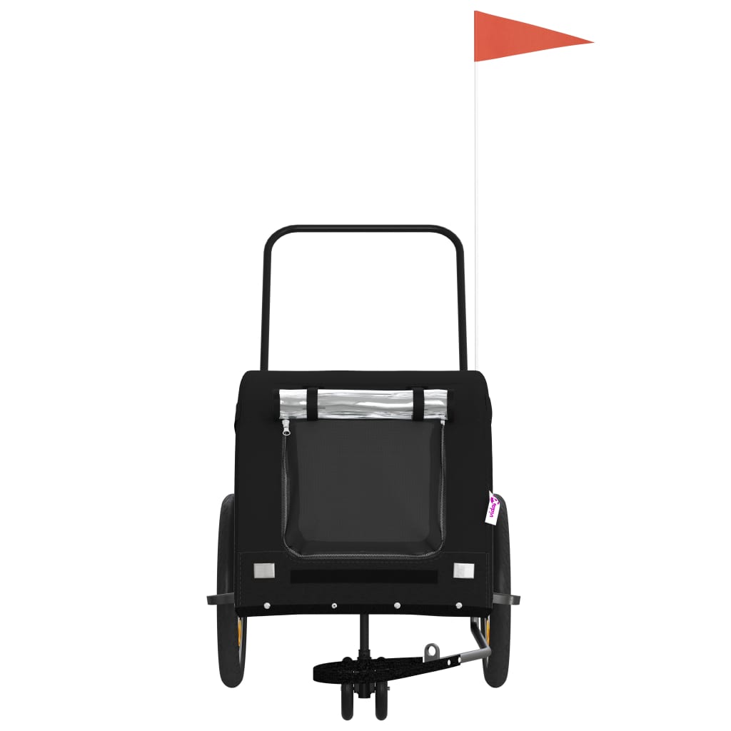 vidaXL Τρέιλερ Ποδηλάτου Κατοικίδιων Μαύρο Ύφασμα Oxford/Σίδηρος