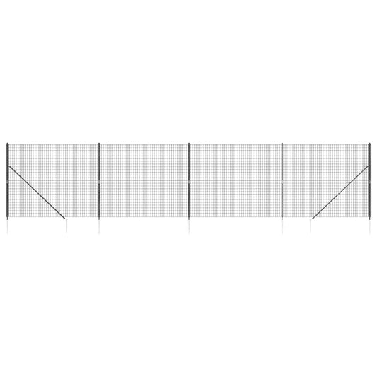 vidaXL Συρματόπλεγμα Περίφραξης Ανθρακί 1,6 x 10 μ. με Καρφωτές Βάσεις