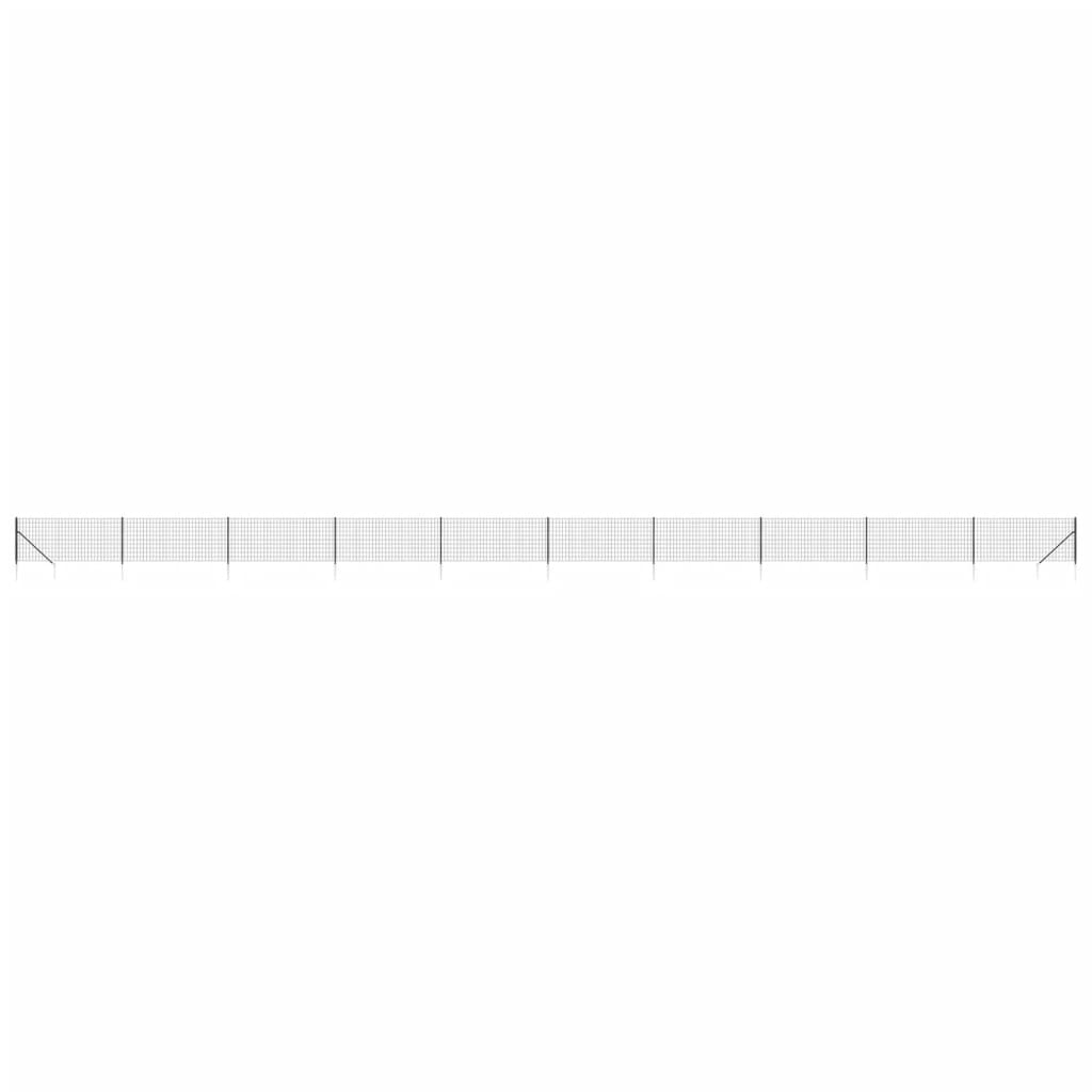 vidaXL Συρματόπλεγμα Περίφραξης Ανθρακί 1,1 x 25 μ. με Καρφωτές Βάσεις