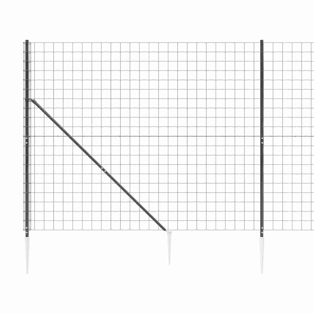 vidaXL Συρματόπλεγμα Περίφραξης Ανθρακί 1,4 x 10 μ. με Καρφωτές Βάσεις
