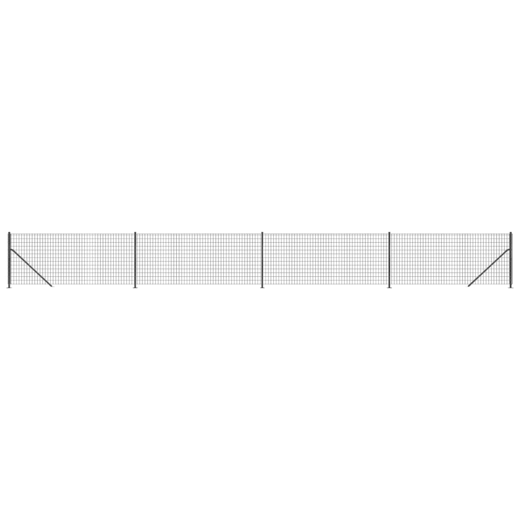vidaXL Συρματόπλεγμα Περίφραξης Ανθρακί 0,8x10 μ. με Βάσεις Φλάντζα