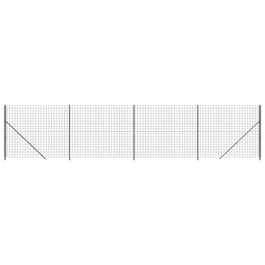 vidaXL Συρματόπλεγμα Περίφραξης Ανθρακί 1,4 x 10 μ. με Βάσεις Φλάντζα