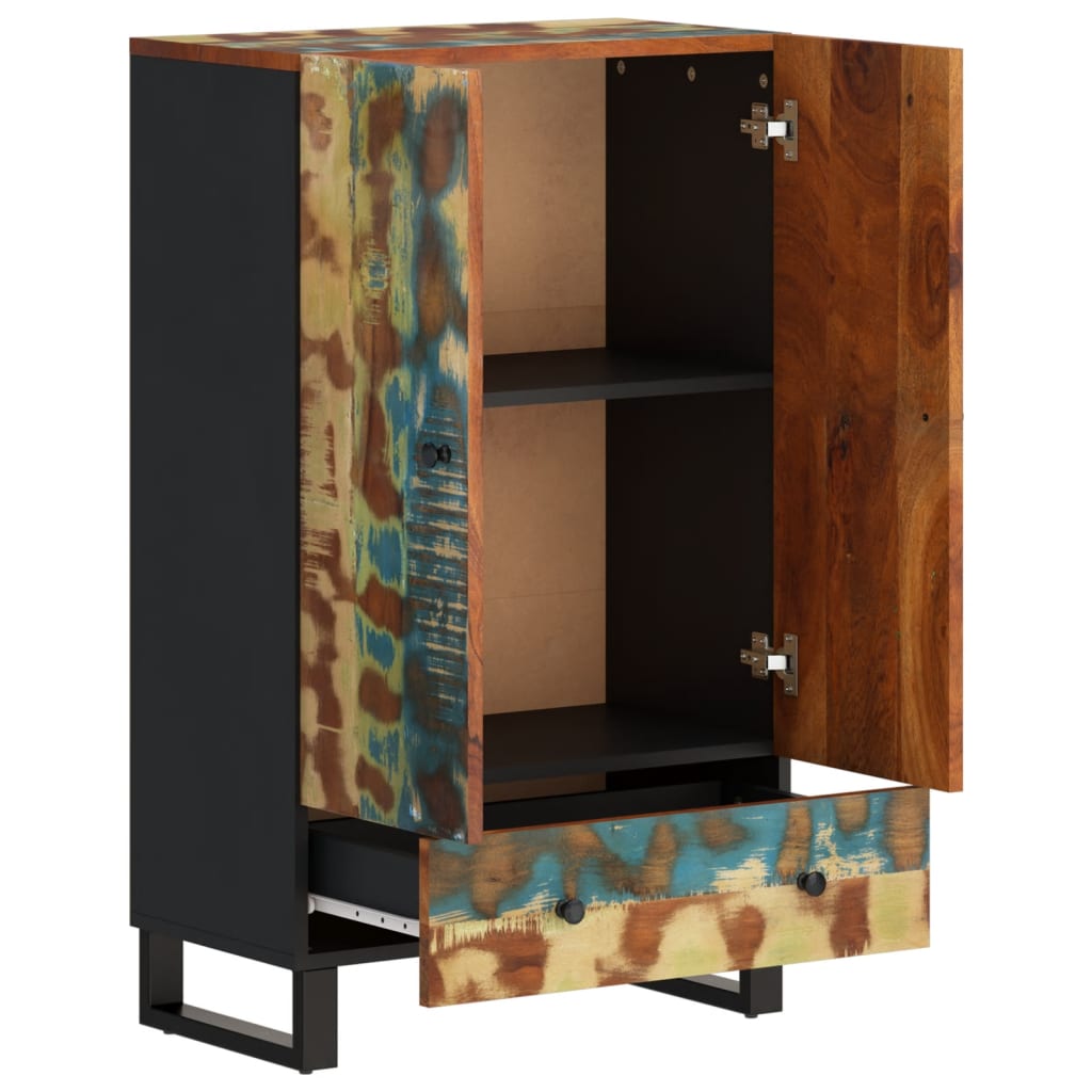 vidaXL Ντουλάπι Ψηλό με Συρτάρι 60x33x100 εκ. Μασίφ Αν. Ξύλο &Σίδερο