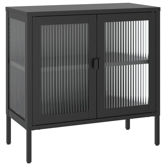 vidaXL Ντουλάπι Μαύρο 70 x 35 x 70 εκ. από Γυαλί και Ατσάλι