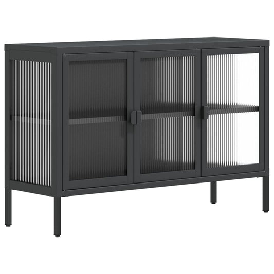 vidaXL Ντουλάπι Μαύρο 105 x 35 x 70 εκ. από Γυαλί και Ατσάλι