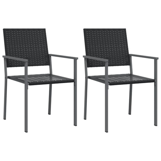 vidaXL Καρέκλες Κήπου 2 τεμ. Μαύρο 54x62,5x89 εκ. από Συνθετικό Ρατάν
