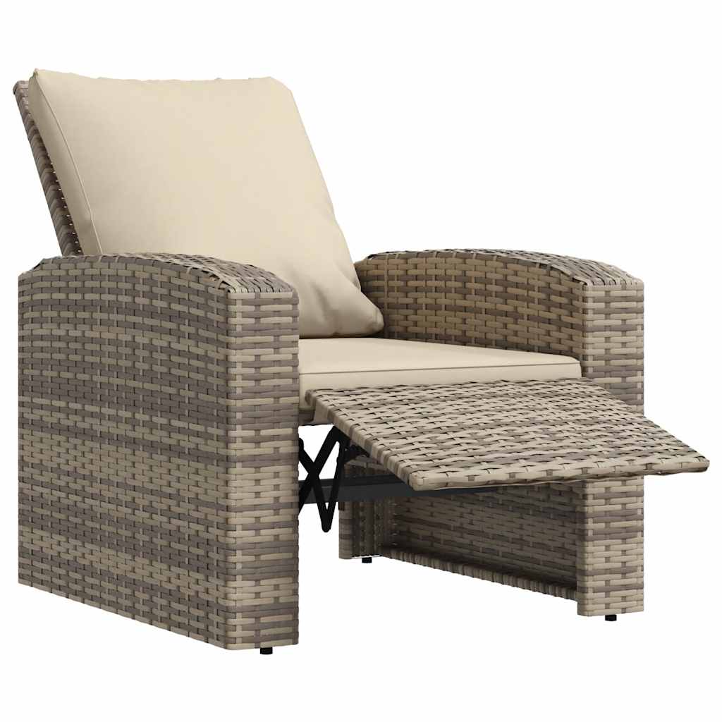 vidaXL Καρέκλα Κήπου Ανακλινόμενη Αν. Καφέ Συνθετικό Ρατάν & Μαξιλάρια