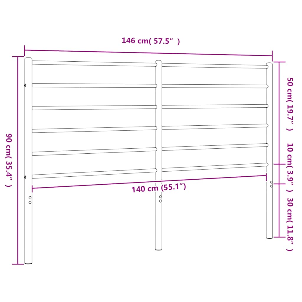 vidaXL Κεφαλάρι Μαύρο 140 εκ. Μεταλλικό