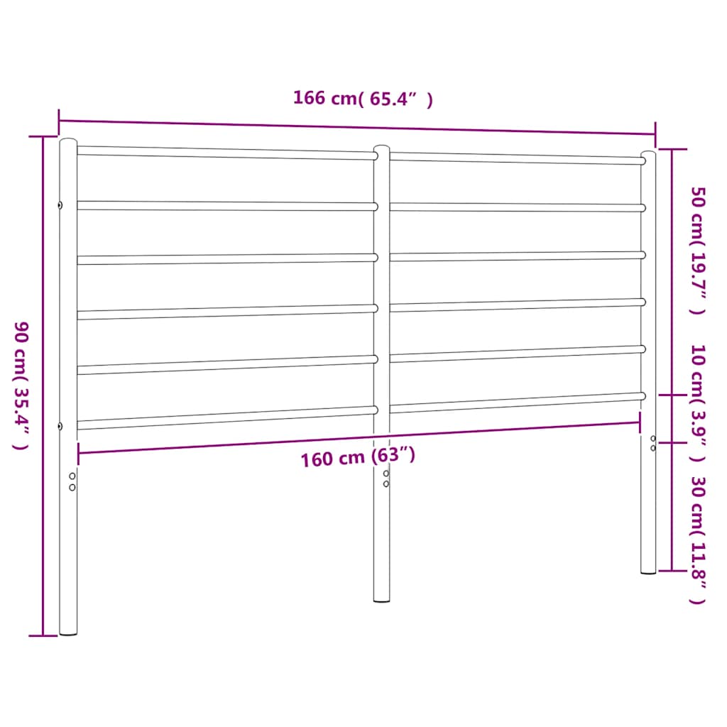 vidaXL Κεφαλάρι Μαύρο 160 εκ. Μεταλλικό