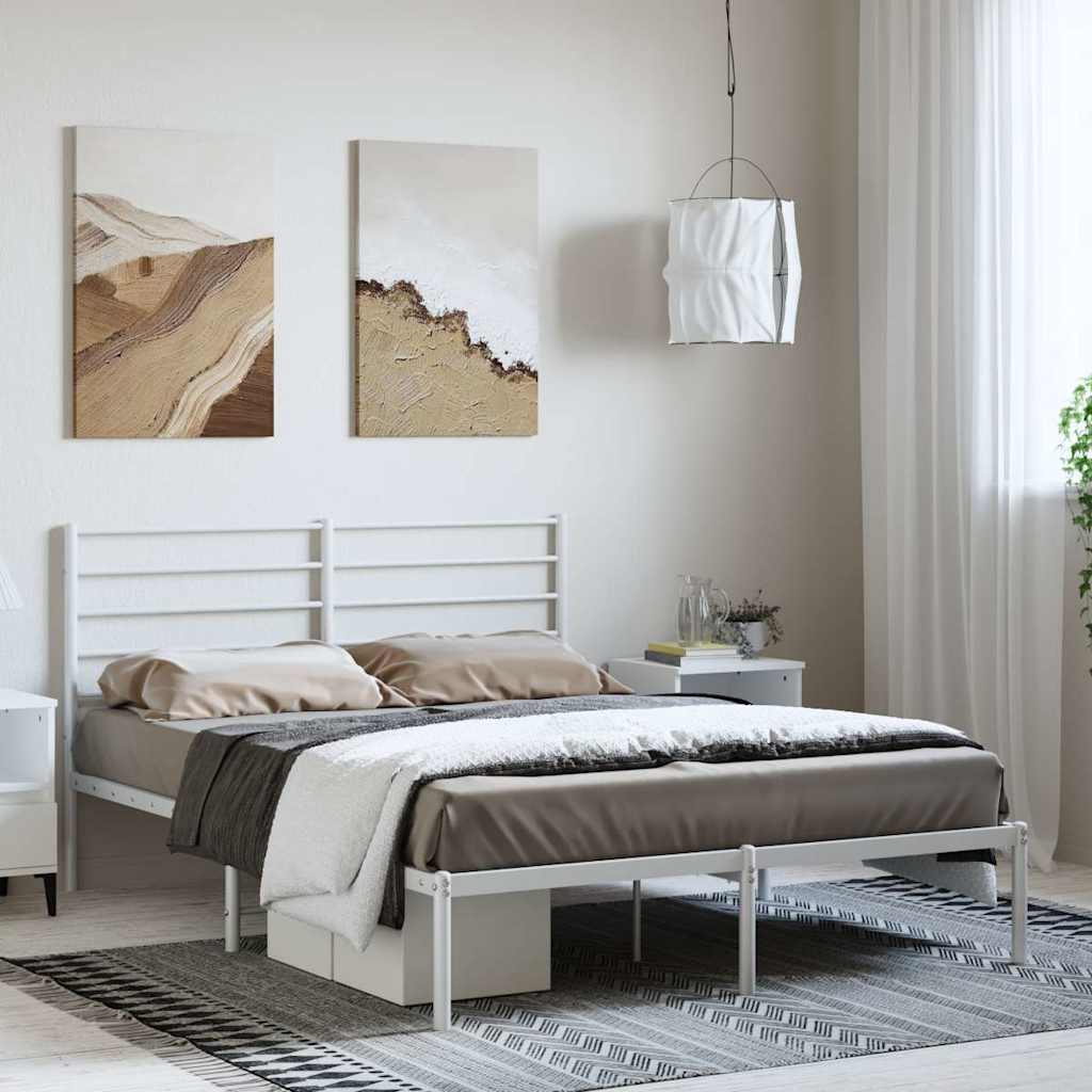 vidaXL Πλαίσιο Κρεβατιού με Κεφαλάρι Λευκό 150 x 200 εκ. Μεταλλικό