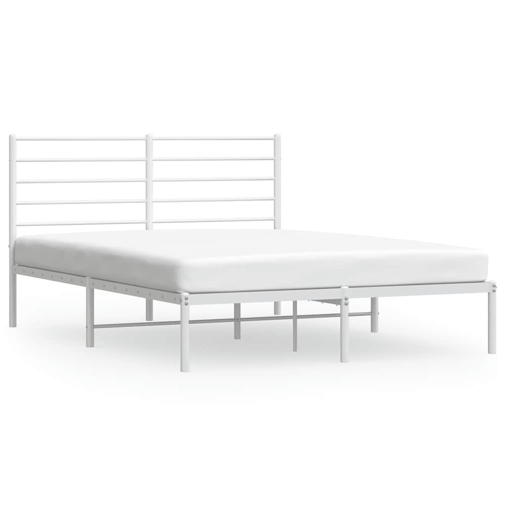 vidaXL Πλαίσιο Κρεβατιού με Κεφαλάρι Λευκό 160x200 εκ. Μεταλλικό