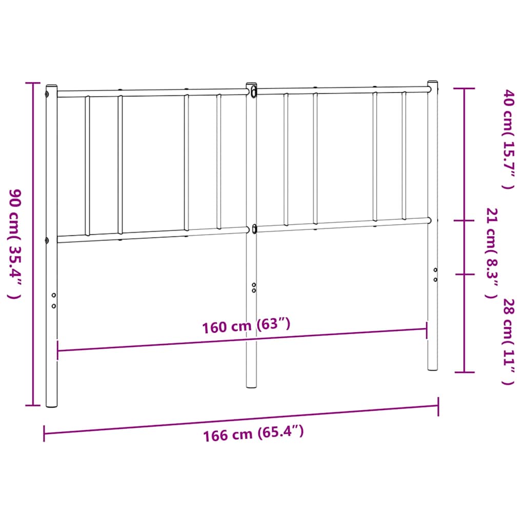 vidaXL Κεφαλάρι Μαύρο 160 εκ. Μεταλλικό